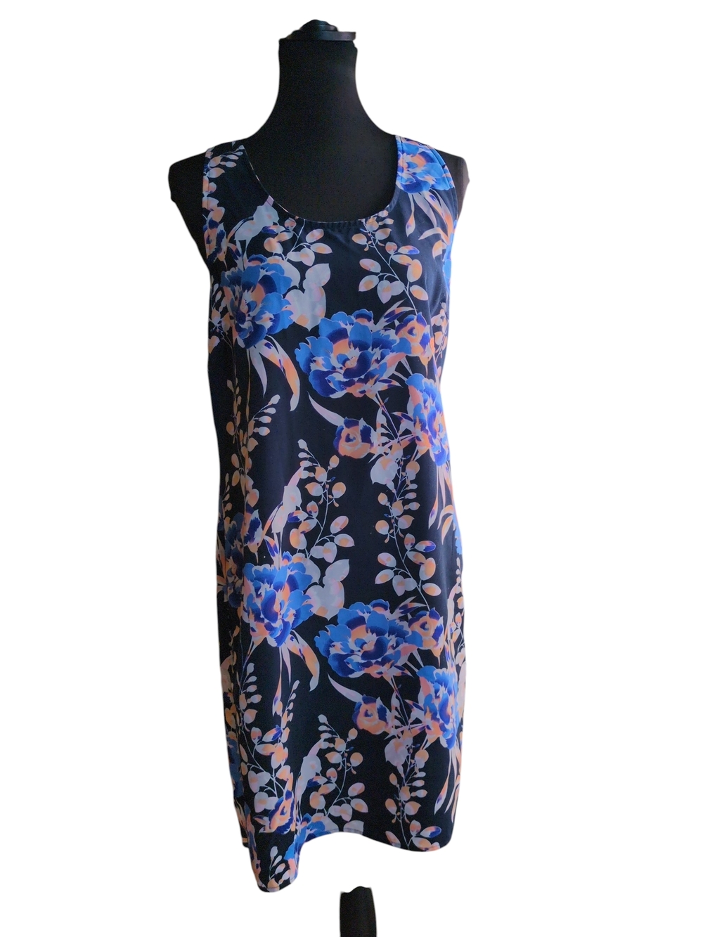 GAP Navy Dress with Blue and Peach Floral Watercolor Racerback Shift Dress